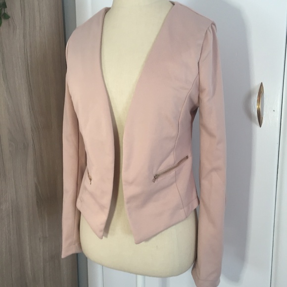Nude Blush Open Front Blazer Small - Picture 2 of 6